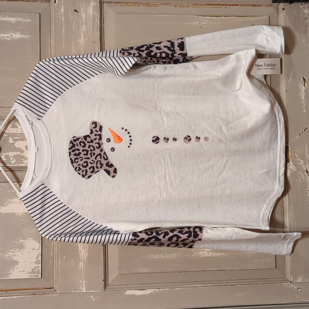 Women's Snowman Shirt Leopard Print
